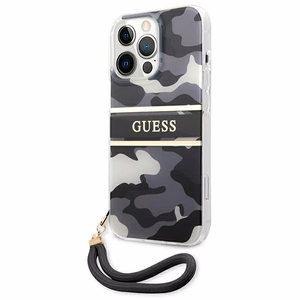 Guess GUHCP13LKCABBK iPhone 13 Pro / 13 6.1" чёрный/чёрный жёсткий чехол Camo Strap Collection