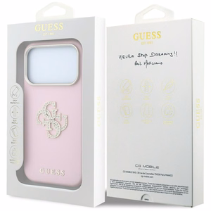 Guess Smooth & Big Strass Logo vāciņš iPhone 18 Pro Max / 17 Pro Max – rozā