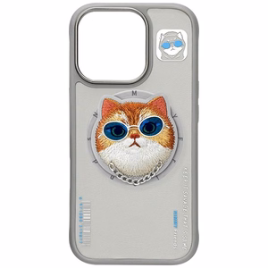 Nimmy Glasses Cool Cat MagSafe viedtālruņa apvalks iPhone 16 Pro - pelēks