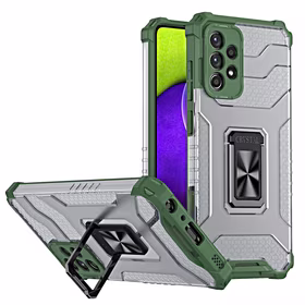 Kristāla gredzena viedtālruņa apvalks ar statīvu izturīgs aizsargvāks Samsung Galaxy A72 4G zaļš