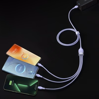 Baseus kabelis Flash Series II 3 in 1 - USB uz Type C, Lightning, Micro USB - 100W 6A 1,2 metri (CASS030005) violets