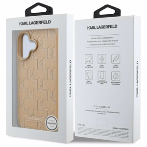 Karl Lagerfeld Hot Stamp MagSafe iPhone 16 apvalks - beigs
