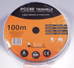 Libox PCC80 100m koaksiālais kabelis RG-6/U balts