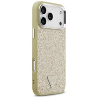 Guess Mirdzošs Trīsstūra Logotips Magnētiskais viedtālruņa apvalks iPhone 17 Pro Max zelta