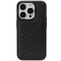 Audi GT Sintētiskā ādas viedtālruņa apvalks iPhone 15 Pro Max - melns