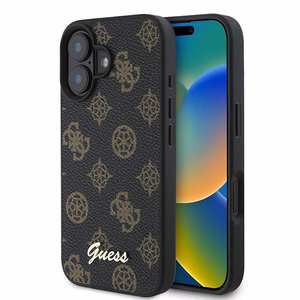 Viedtālruņa apvalks Guess Peonijas raksts MagSafe iPhone 16 Plus - melns