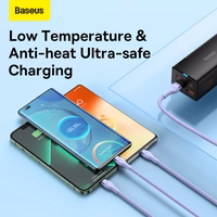 Baseus kabelis Flash Series II 3 in 1 - USB uz Type C, Lightning, Micro USB - 66W 6A 1,2 metri (CASS040005) violets