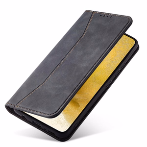 Magnet Fancy viedtālruņa apvalks Samsung Galaxy S22+ (S22 Plus) ar maku un karšu turētāju, melns