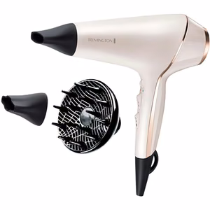 Remington ProLuxe AC9140 – jonu matu fēns, 2400 W, 3 temperatūras režīmi, difuzors, balts, zelta un melns