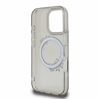 Guess IML Ziedu vainaga Magnētiskais viedtālruņa apvalks iPhone 16 Pro - melns