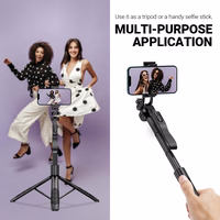 Crong SelfieGo Ultra – Aluminum Bluetooth Selfie Stick Tripod (melns)