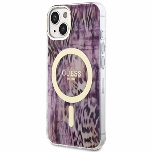 Guess Leopard Magnētiskais viedtālruņa apvalks iPhone 14 - rozā