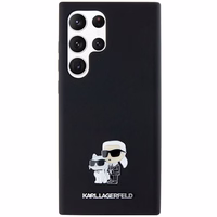 Karl Lagerfeld silikona Karl&Choupette metāla piespraude viedtālruņa apvalks Samsung Galaxy S24 Ultra - melns