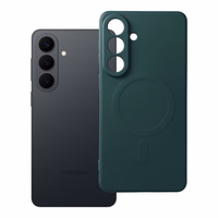 Silikona magnētiskais viedtālruņa apvalks, saderīgs ar MagSafe, paredzēts SAMSUNG S26 Edge, tumši zaļš