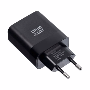 BLUE STAR ceļojumu lādētājs Type C + kabelis Type C uz Type C PD QC4.0 3A 45W TFB-TC-45WPD melns