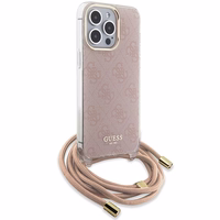 Guess Crossbody Cord 4G Print viedtālruņa apvalks iPhone 15 Pro – rozā