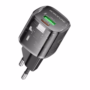 Borofone Сетевое зарядное устройство BN17 Sunlight - USB + Type C - QC 3.0 PD 20W 3A чёрный