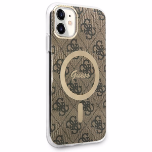 Guess GUHMN61H4STW iPhone 11 6.1" brūns/brūns cietais apvalks 4G MagSafe