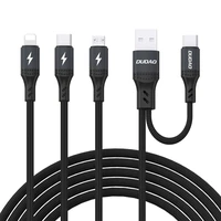 Dudao L3W USB-A/USB-C uz Lightning/USB-C/MicroUSB 66W kabelis - melns