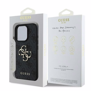 Guess 4G Liels logotipa apvalks viedtālrunim iPhone 16 Pro - melns