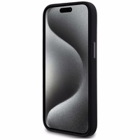 DKNY Šķidrs silikona mazs metāla logotips magnētiskais viedtālruņa apvalks iPhone 14/15/13 - melns