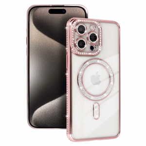 Bling Magnētiskais viedtālruņa apvalks Iphone 14 Pro rozā