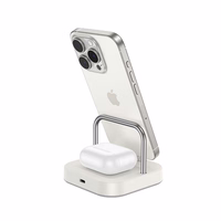 Galda lādētājs Hoco 2in1 USB C PD QC 3A 30W + bezvadu uzlāde 5W CQ16B balts