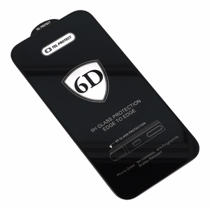 Tel Protect Pilnās līmes 6D aizsargstikls IPHONE 15 PRO melns - 10 komplekts