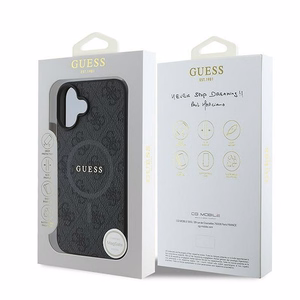 Guess 4G gredzens klasiskā logotipa magnētiskais viedtālruņa apvalks iPhone 16 Plus - melns