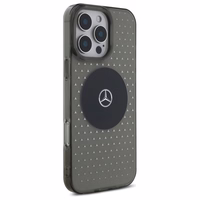 Mercedes MB viedtālruņa apvalks iPhone 16 Pro ar zvaigznīšu rakstu - Melns