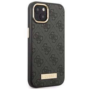 Guess GUHMP14MU4GPRK iPhone 14 Plus 6.7 "melns / melns cietais apvalks 4G logotipa plāksne Magnētiskais