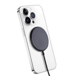 Crong MagSpot alumīnija 15 W magnētiskais bezvadu lādētājs, saderīgs ar MagSafe, grafīta krāsā
