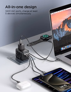 Universālais ceļojumu lādētājs Joyroom JR-TCW01 15W 3xUSB-A/USB-C melns