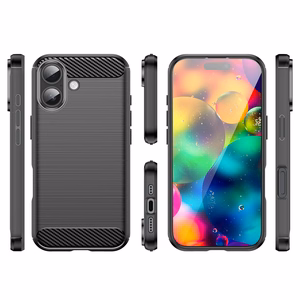 Carbon viedtālruņa apvalks iPhone 17 - melns