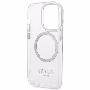 Guess GUHMP14XHTRMS iPhone 14 Pro Max 6.7" sudrabains/sudrabains cietais apvalks Metāla kontūra Magnētiskais