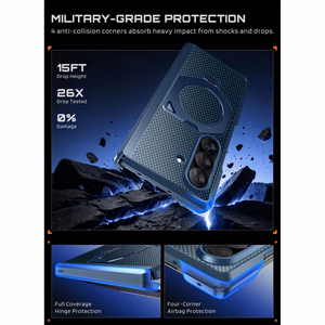 Supcase UB Aero MagSafe 2 daļu maciņa un privātuma aizsargstikla komplekts Samsung Galaxy Z Fold 8 Ultra – tumši zils