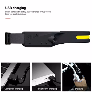 Ar USB-C uzlādējams LED galvas lukturis ar kustības sensoru, IPX4, 1200 mAh – melns