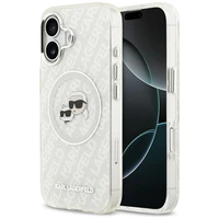 Karl Lagerfeld IML Mirdzošais Karl & Choupette Heads Logo magnētiskais viedtālruņa apvalks iPhone 17 - pelēks