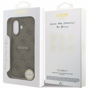 GUESS viedtālruņa apvalks IPHONE 17, saderīgs ar MagSafe GUHMP17SG4GFRW (PU 4G Ring Classic Logo) brūns