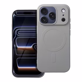 Silikona MAG COVER viedtālruņa apvalks iPhone 17 Pro titāna krāsa ar lielu atveri, saderīgs ar MagSafe