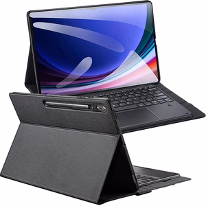 DUX DUCIS salokāms DK vāciņš ar bezvadu tastatūru ar apgaismojumu SAMSUNG Tab S10 Ultra/S9 Ultra/S8 Ultra melns