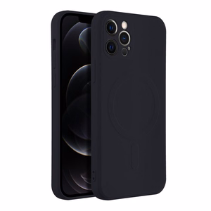 Case for iPhone 12 PRO Silicone Mag Cover compatible with MagSafe (camera protection) black