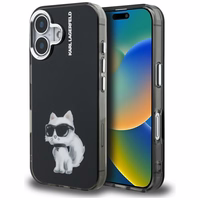 Karl Lagerfeld IML Aquarelle Choupette & Logo iPhone 16 macins - melns