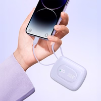 Dudao K32 22.5W 10000mAh portatīvais lādētājs ar iebūvētu USB-C / Lightning kabeli - violeta