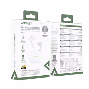 Acefast W7 TWS bezvadu in-ear austiņas ar ENC, baltas
