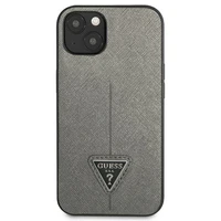 Guess GUHCP14MPSATLG iPhone 14 Plus 6.7 "sudraba/sudraba cietais apvalks SaffianoTriangle Logo