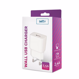 Setty зарядное устройство 1x USB 2,4A белый