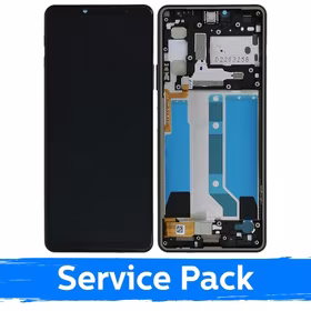 LCD Displejs Saderīgs ar Sony Xperia 10 IV Melns ar Frame (Service Pack)