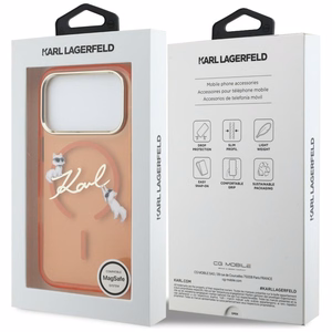 Karl Lagerfeld IML Choupettes Karl Script Logo MagSafe Maciņš for iPhone 17 Pro Max - oranžs