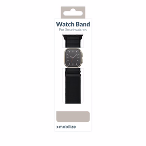 Mobilize neilona pulksteņa siksniņa - Alpine - melns savienotājs - Apple 38/40/41mm - melna